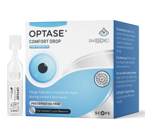 OPTASE® Comfort Drop - Eye Drops to Help Hydrate Irritated and Dry Eyes During  Contact Lens Wear - Preservative Free - 20 x 0.4ml Drops.