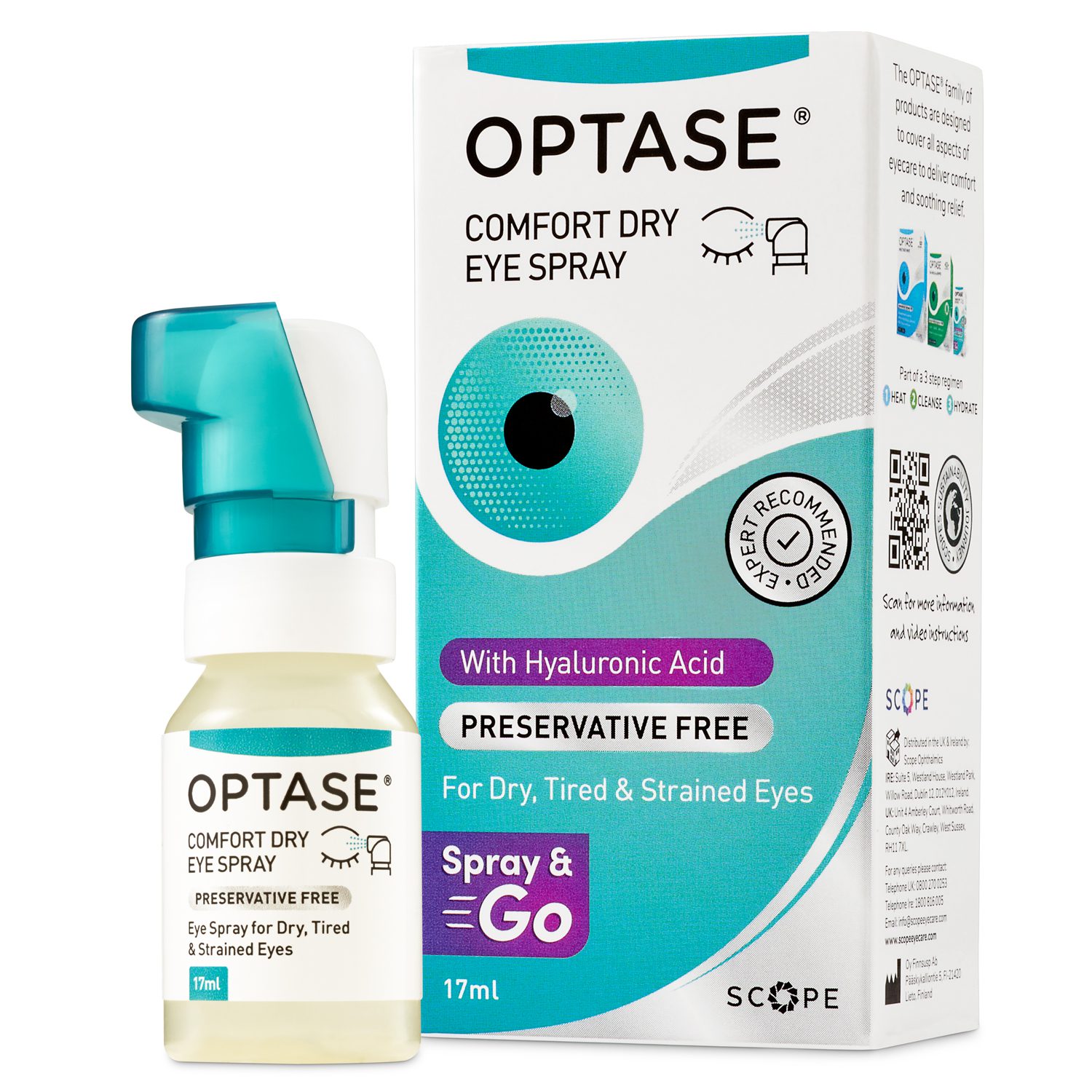 Optase Comfort Dry Eye Spray - for Dry, Tired, Irritated and Strained Eyes and Eyelids - 300 Sprays 17ml