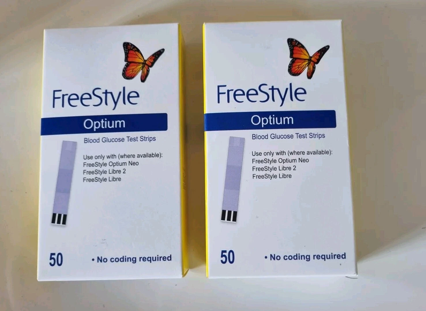 2 X 50 Freestyle Optium Blood Glucose Test Strips. New sealed