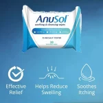 Anusol Soothing & Cleansing flushable and biodegradable 30 Wipes - Select Pack