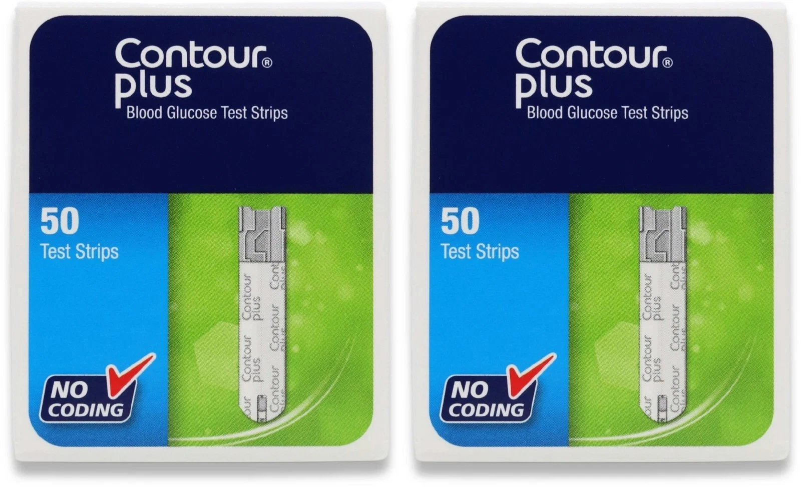 Contour Plus 50 Blood Glucose Test Strips - 2 packs of 50 - New stock