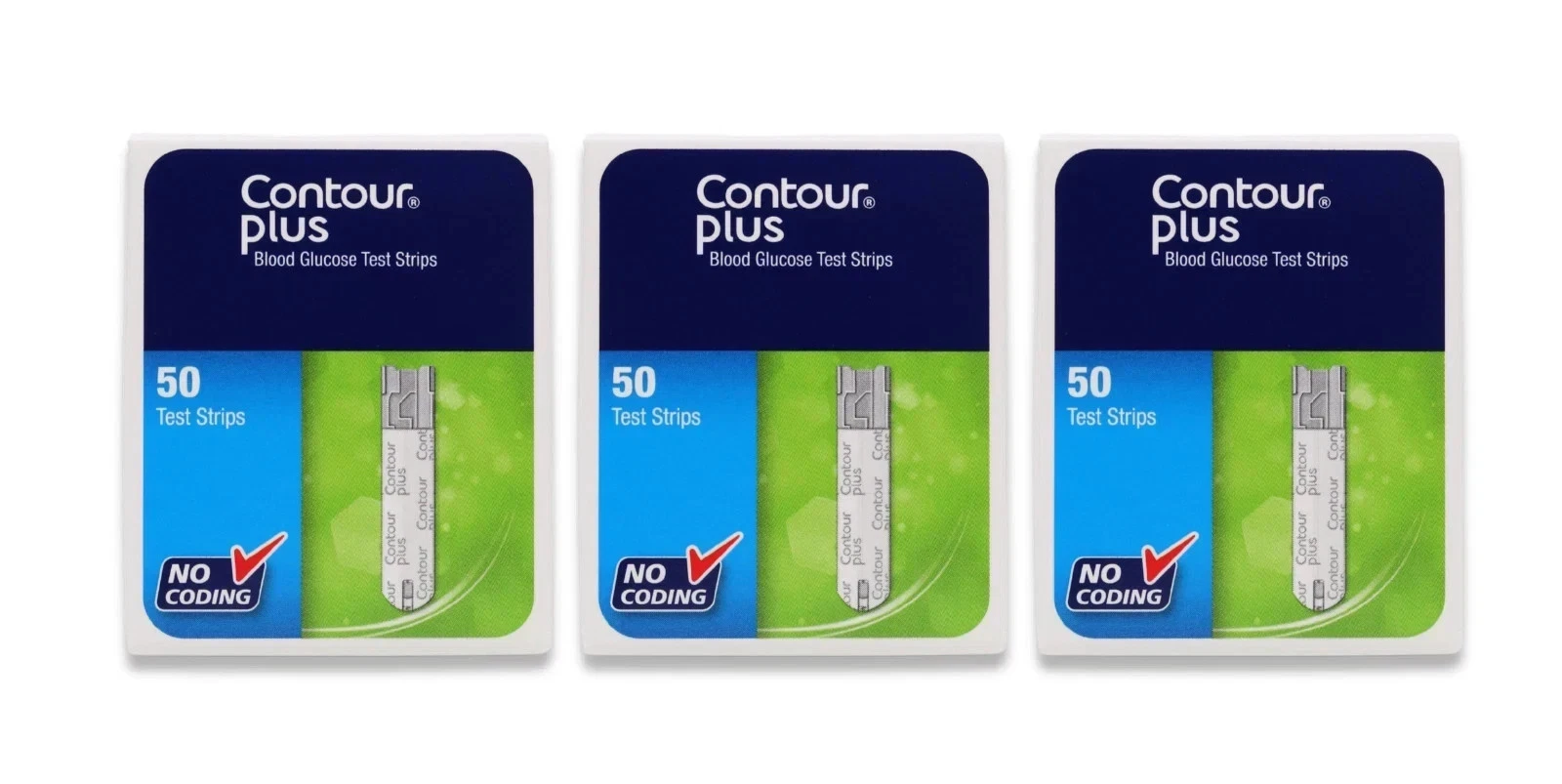 Contour Plus 50 Blood Glucose Test Strips - 3 packs of 50 - New stock