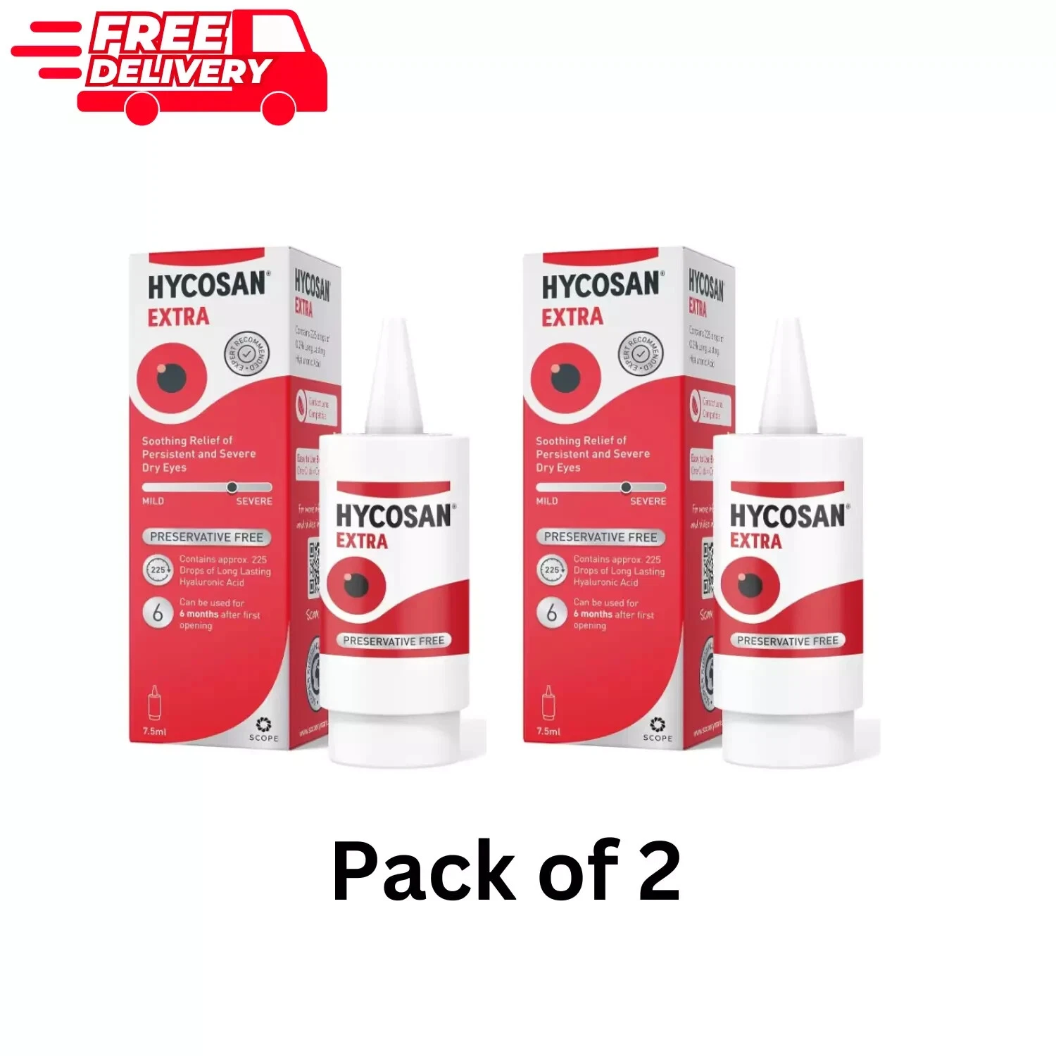 Hycosan Extra Preservative Free Eye Drops RECOMMENDED BY OPTICIANS - Chose Pack2