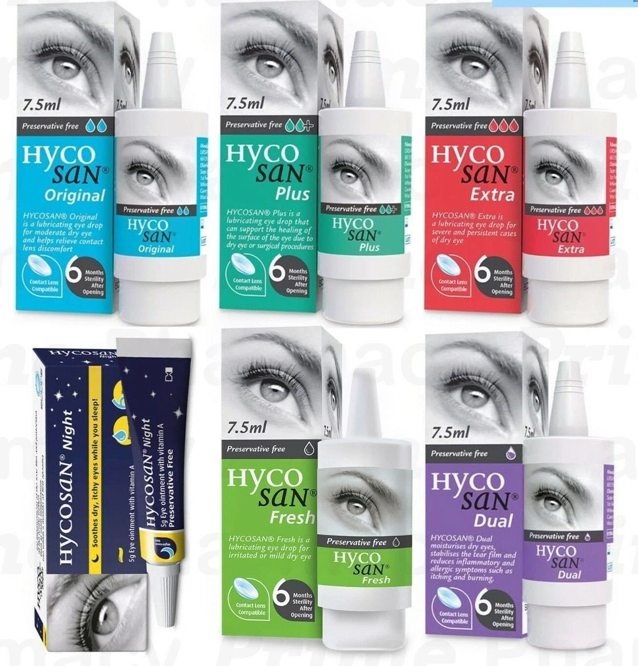 Hycosan Eye Drops, Extra, Original, Dual, Fresh, Plus, Intense P/F Eye Drops