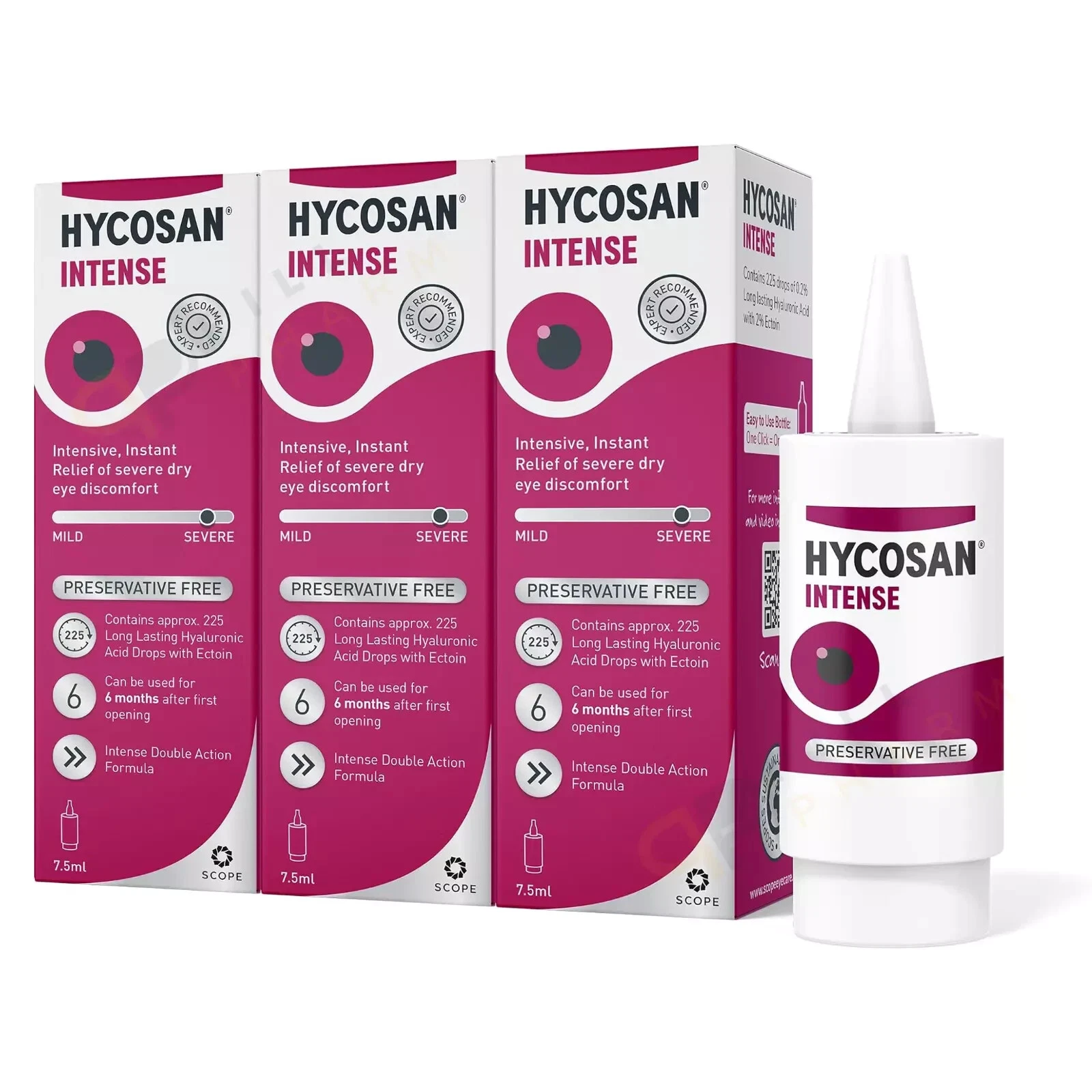 Hycosan Intense - Lubricating Eye Drops - Relief From Dry Eyes - 7.5ml - 3 PACK