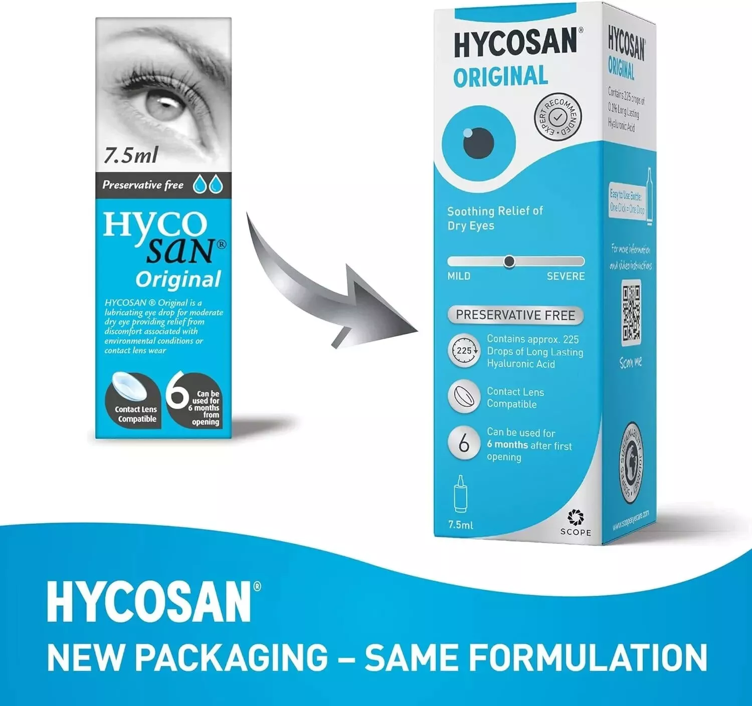Hycosan Original - Preservative Free Lubricating Dry Eye Drops - Choose Pack2