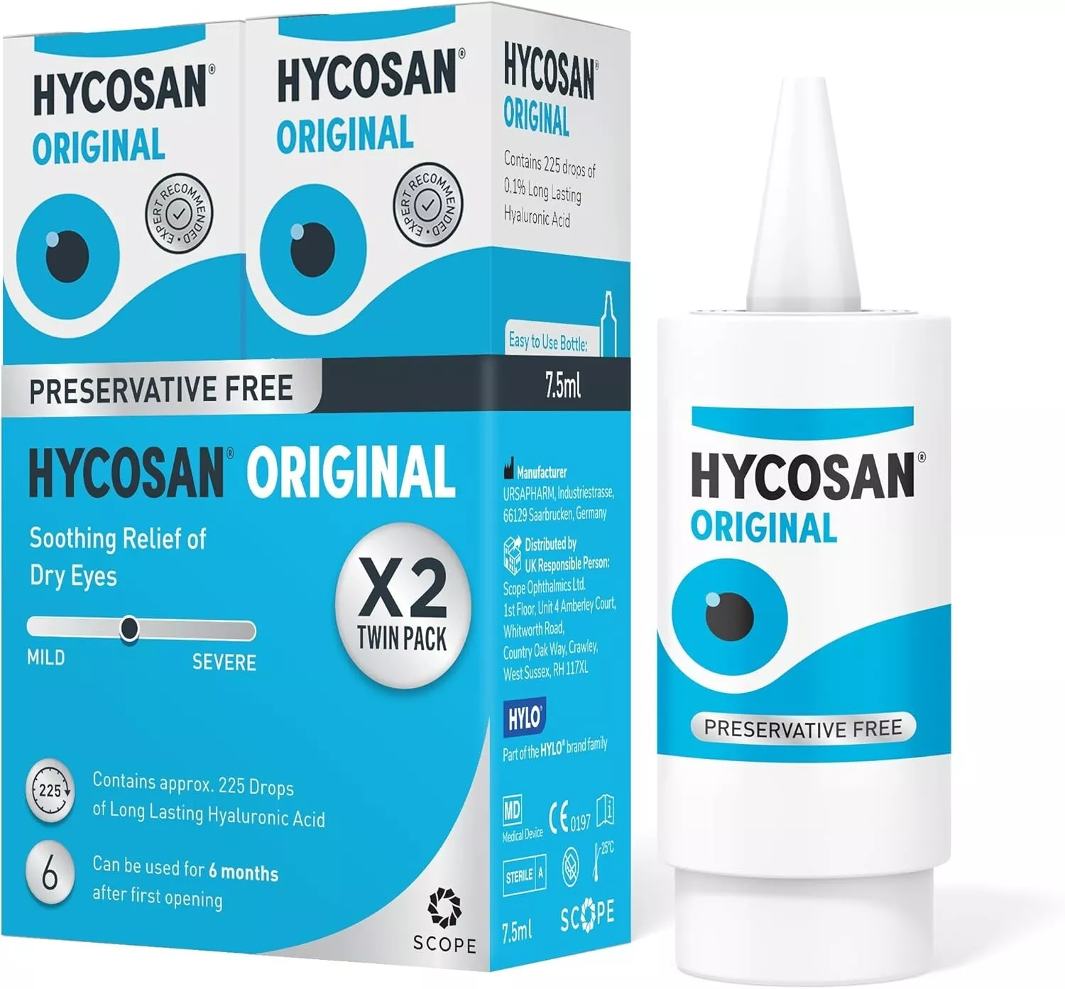 Hycosan Original - Preservative Free Lubricating Dry Eye Drops - Choose Pack3