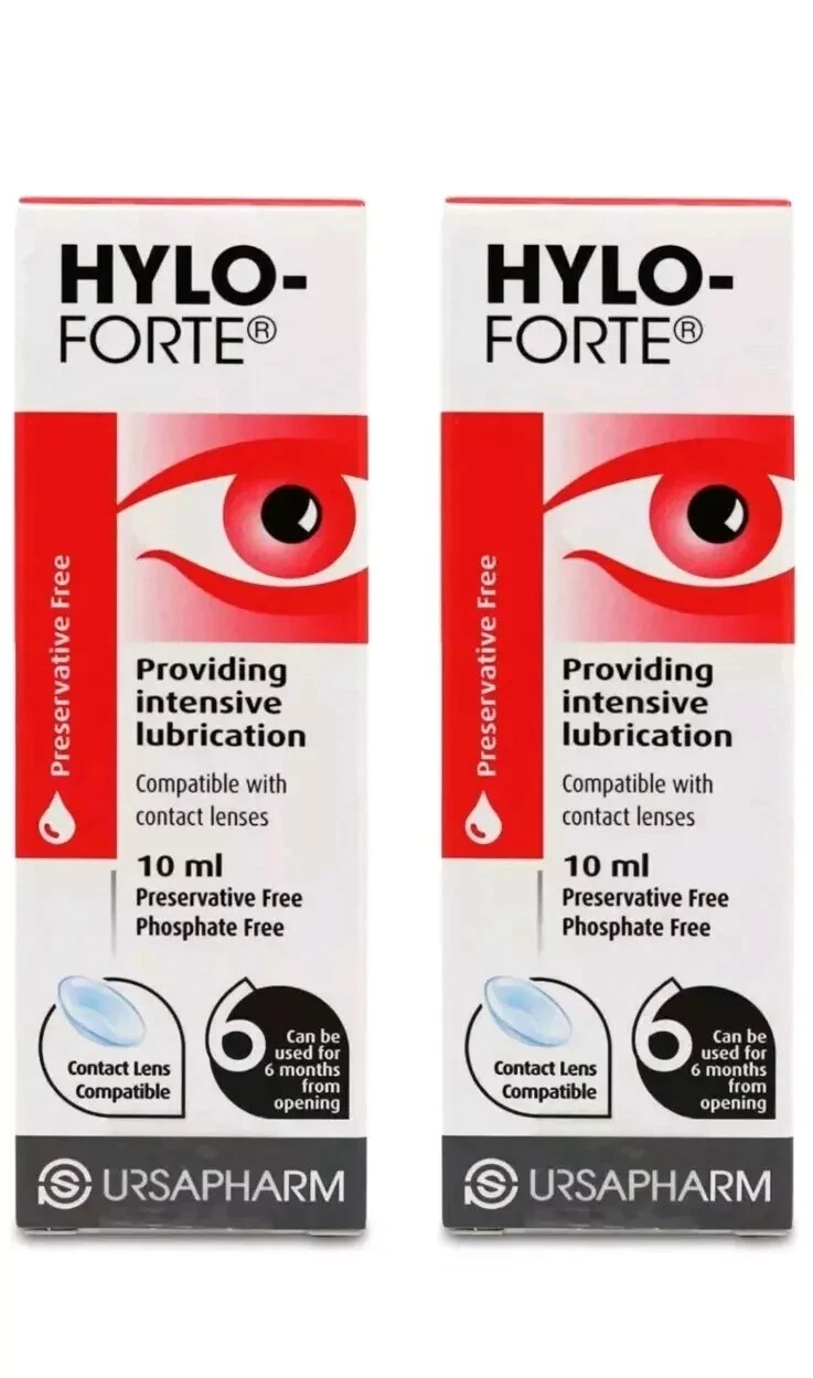 Hylo-Forte Lubricating Eye Drops for Dry eyes 2 x 10ml (2 Packs)
