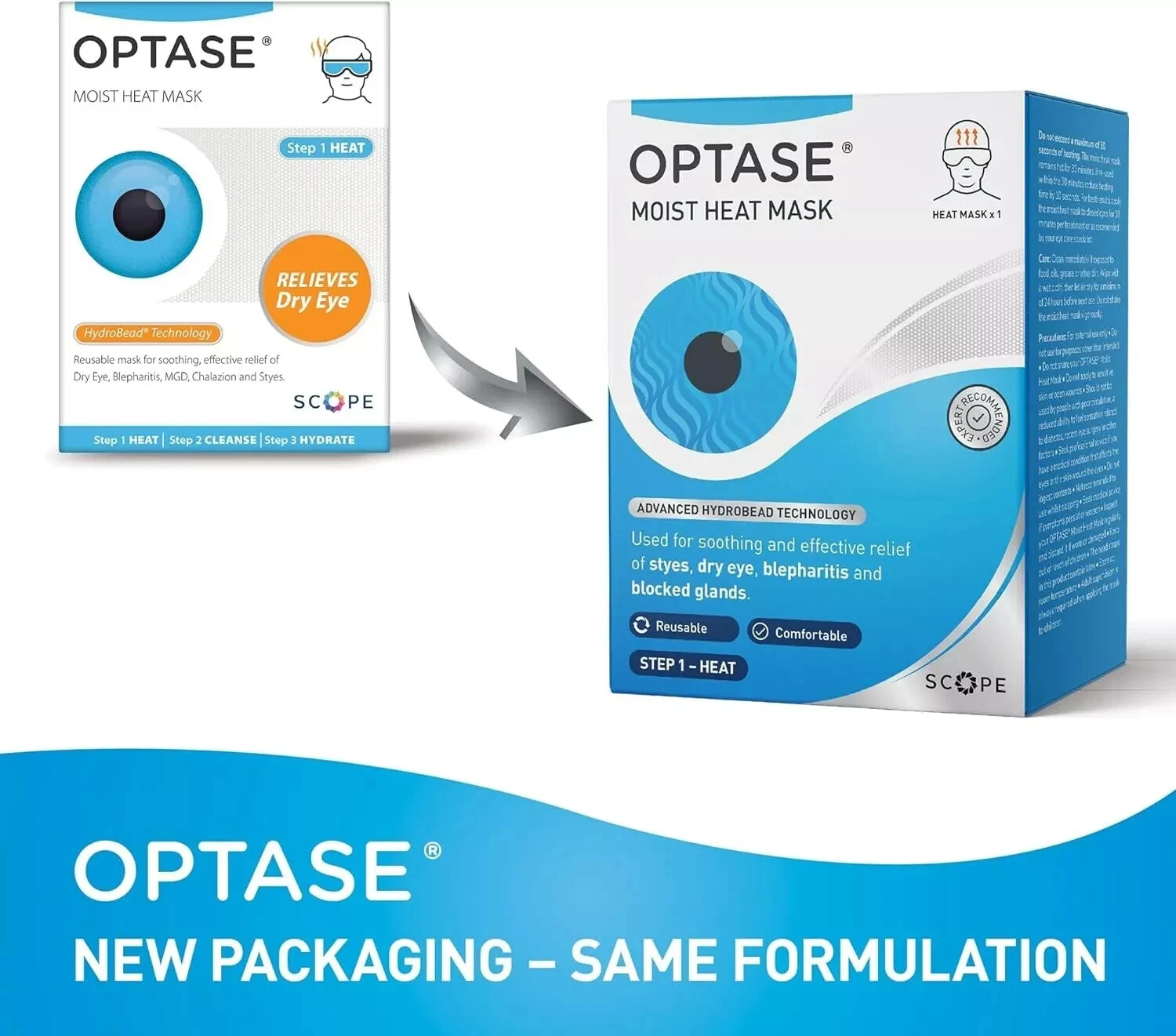 Optase Moist Heat Eye Mask For Blepharitis MGD Dry eye - Choose Pack3