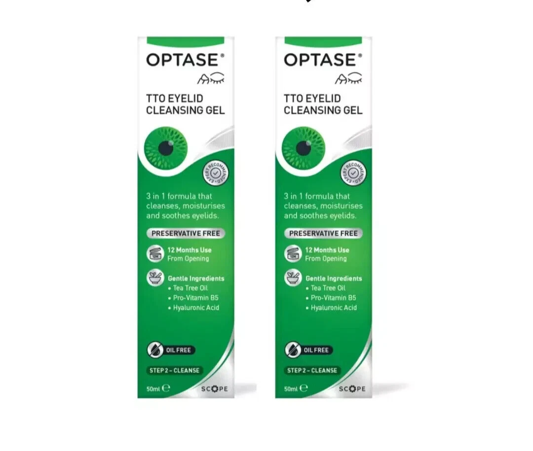 Optase Tea Tree Oil Eye Lid Cleansing Gel 3 in 1 Formula 50ml - 2 PACK