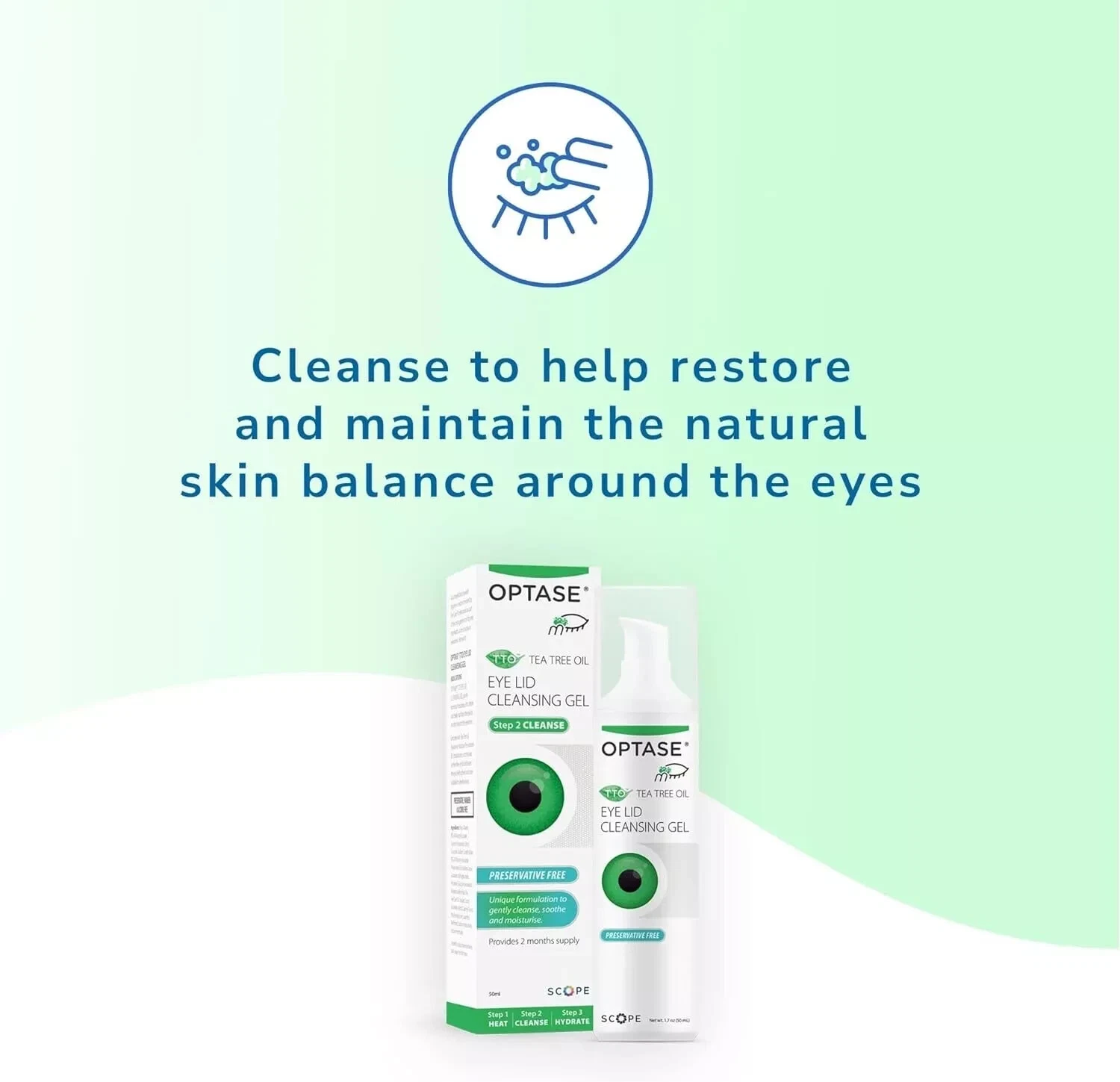 Optase Tea Tree Oil Eye Lid Cleansing Gel 3 in 1 Formula 50ml - 2 PACK2