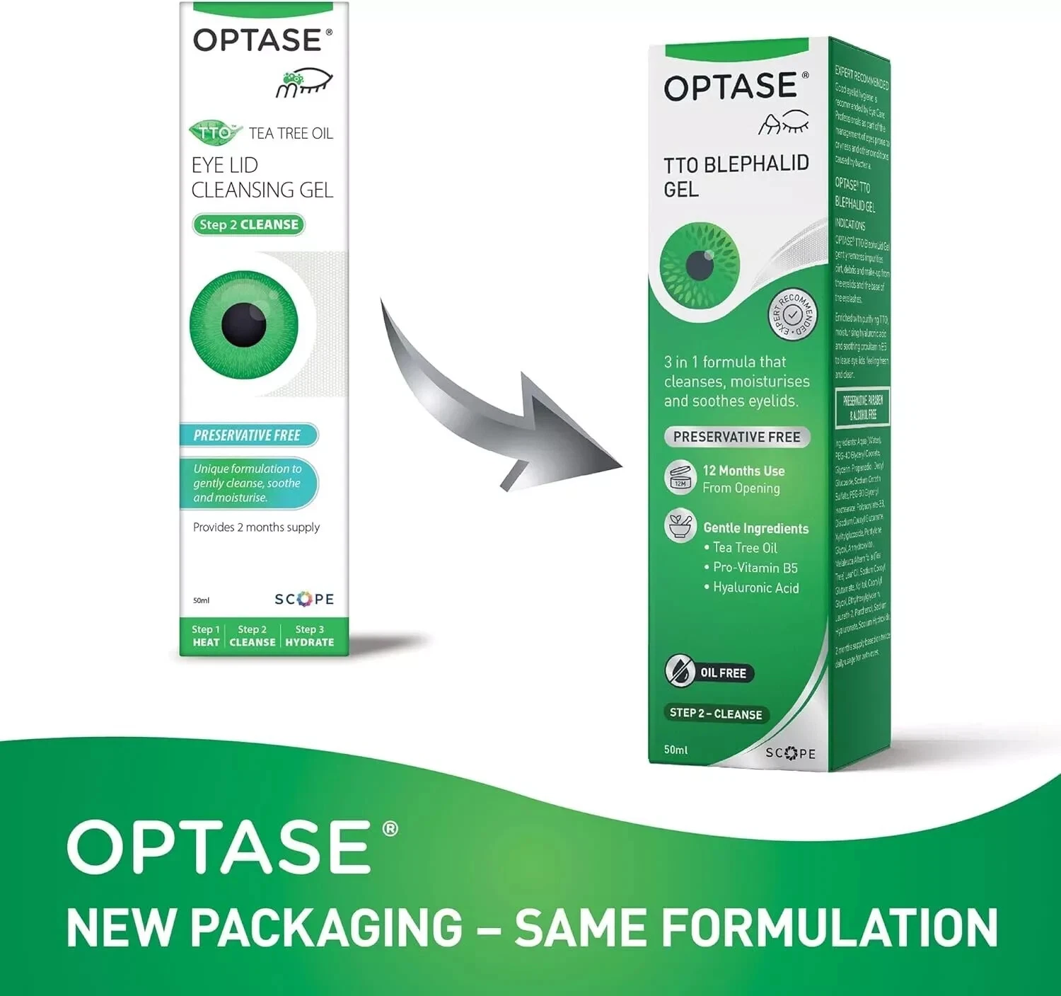 Optase Tea Tree Oil Eye Lid Cleansing Gel 3 in 1 Formula 50ml - 3 PACK2