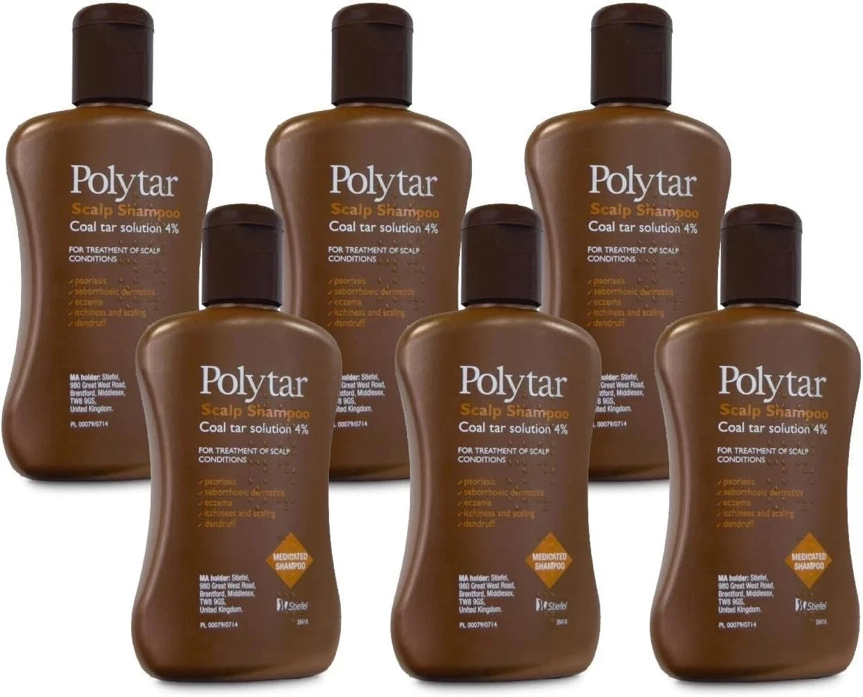 Polytar Scalp Coal Tar Shampoo 150ml - Choose Pack of 6 or Pack of 12
