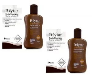 Polytar Scalp Shampoo, Coal Tar Solution 4%, For Scalp Treatments - 2x150ml