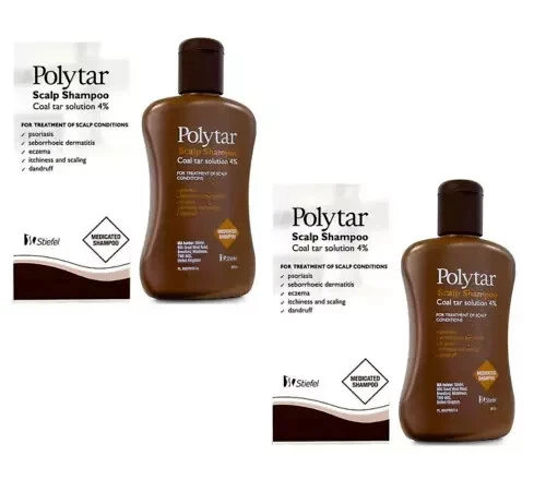 Polytar Scalp Shampoo, Coal Tar Solution 4%, For Scalp Treatments - 2x150ml