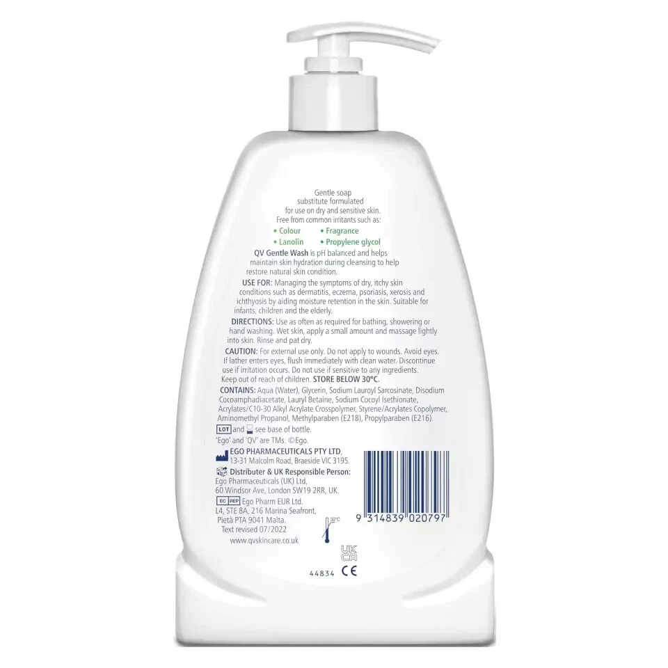 QV Gentle Wash Soap, Body Wash for Eczema and Dry Skin Conditions - Choose Pack5