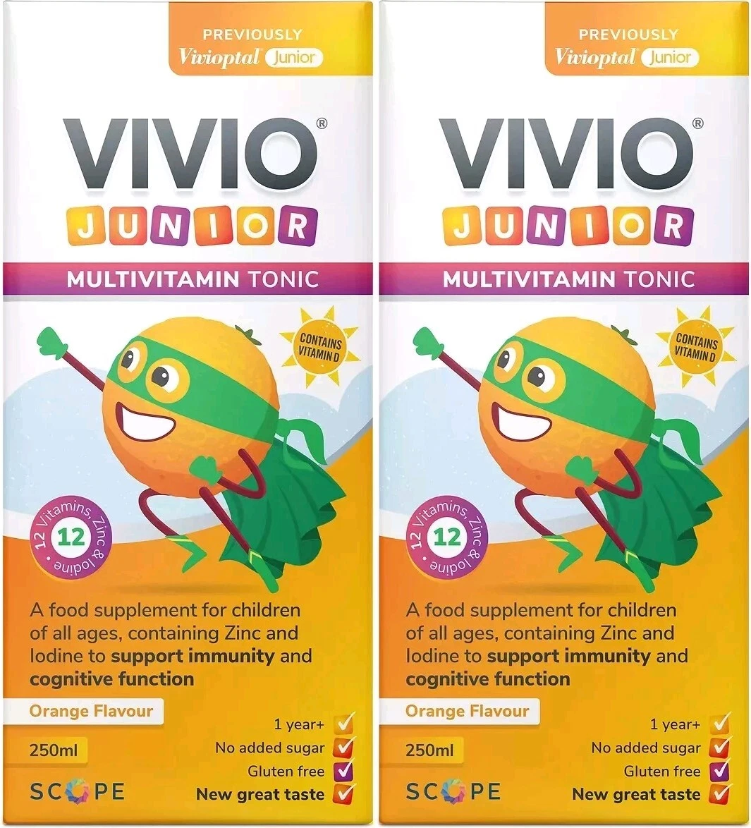 VIVIO Junior Multivitamin Tonic for Kids Orange Flavour - 250ml (Pack of 2)
